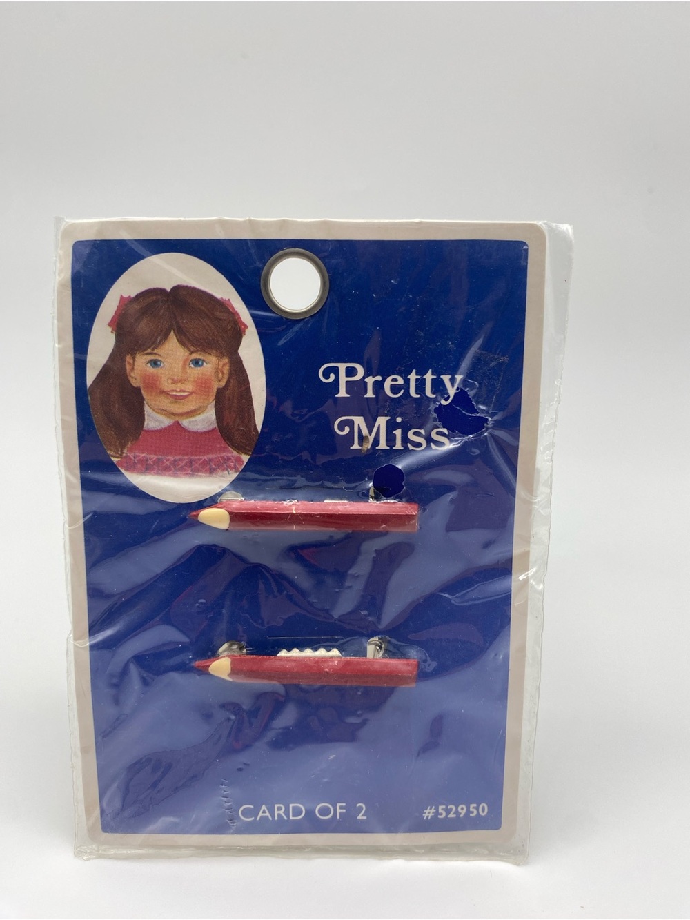 Vintage Pretty Miss Red Pencil Hair Clips - Set of 2